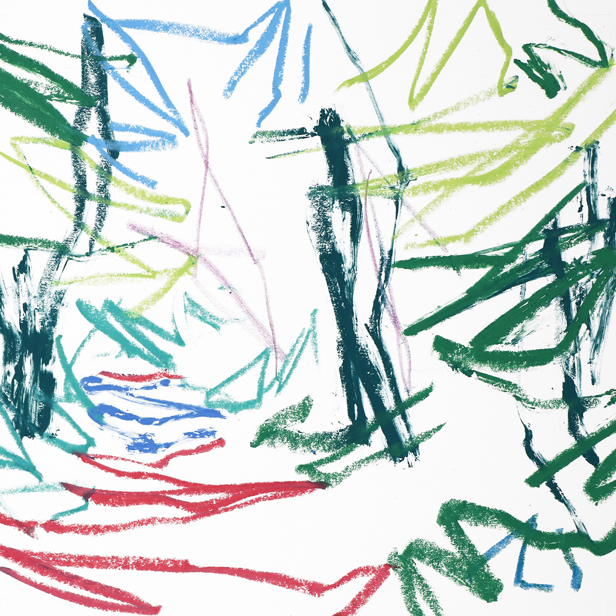 WienerWaldWeg 2, 201930 x 30 cmOil stick on paper, on wooden framework