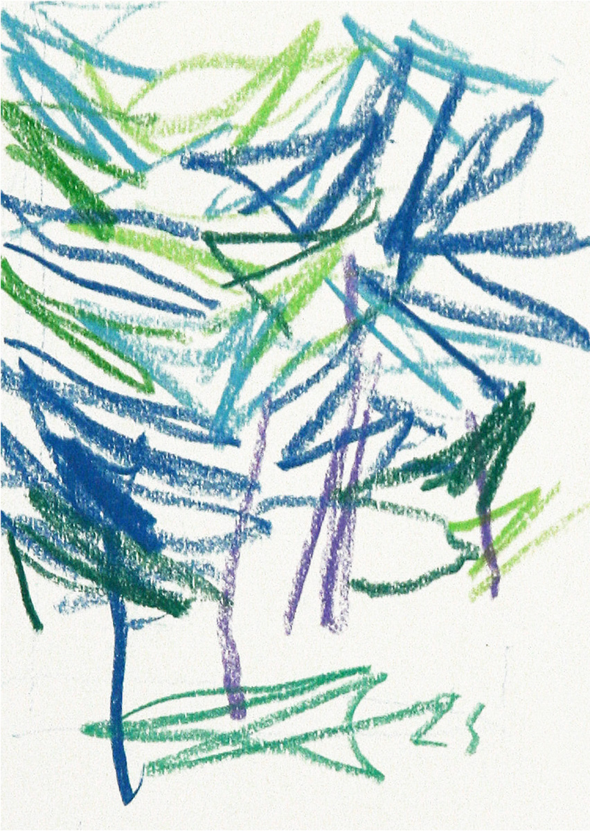 Wald 1, 201815 x 11 cmWachskreide auf Papier