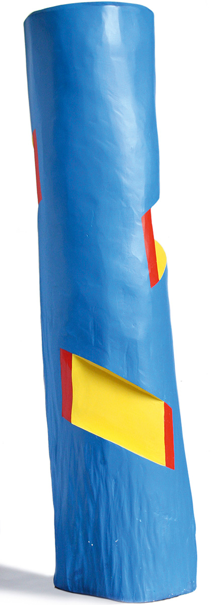 Stamm in rot, blau, gelb, 1983 249,5 x 50 x 50cmPainted wood