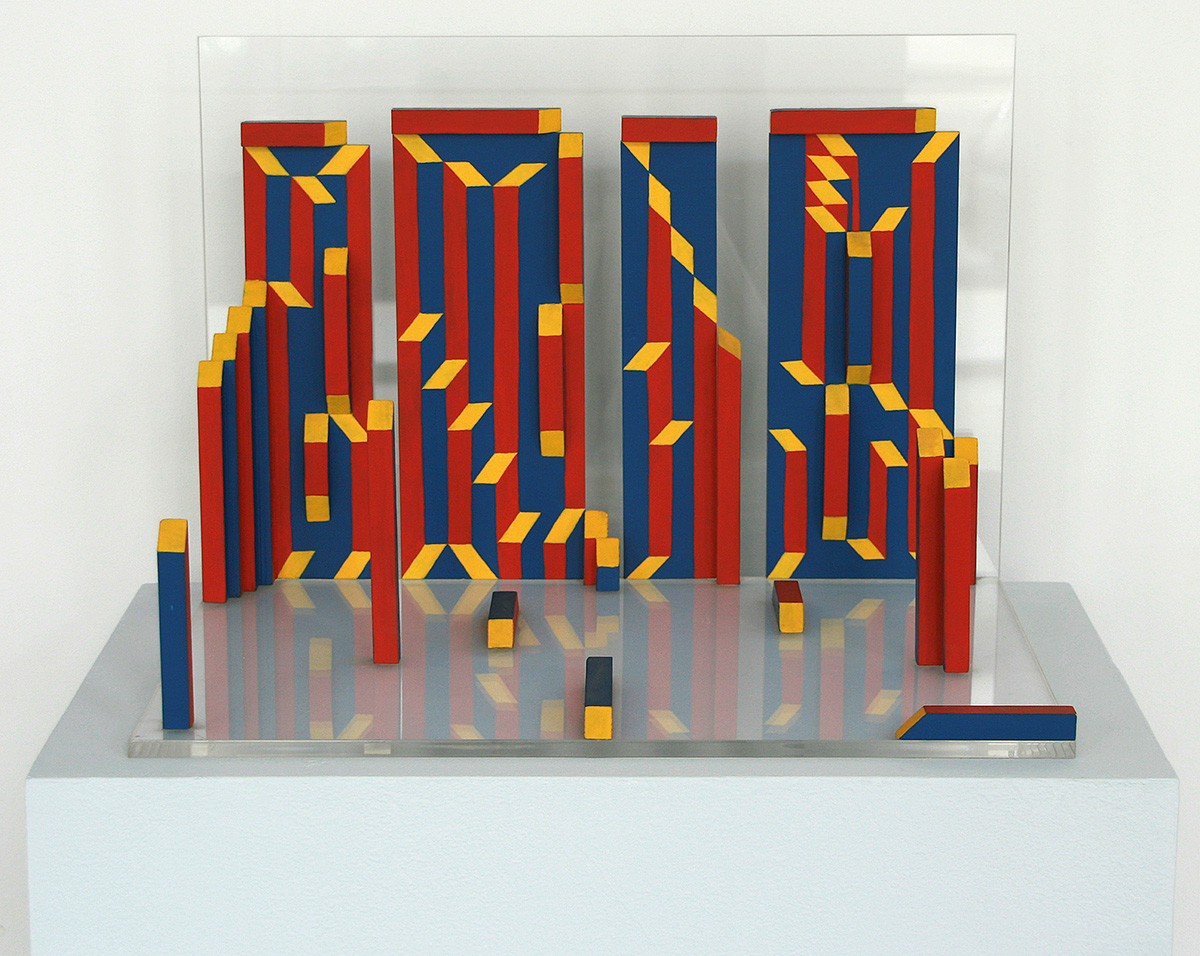 Modell zur Raumkomposition, undated (early 1990)50 x 35 x 35 cmModel, painted wood, plexi glass