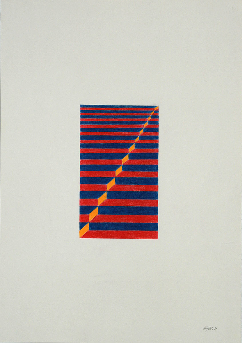 Ohne Titel, 199124,5 x 14,5 cm auf 64,8 x 49,5 cmFarbstift auf Papier, signiert