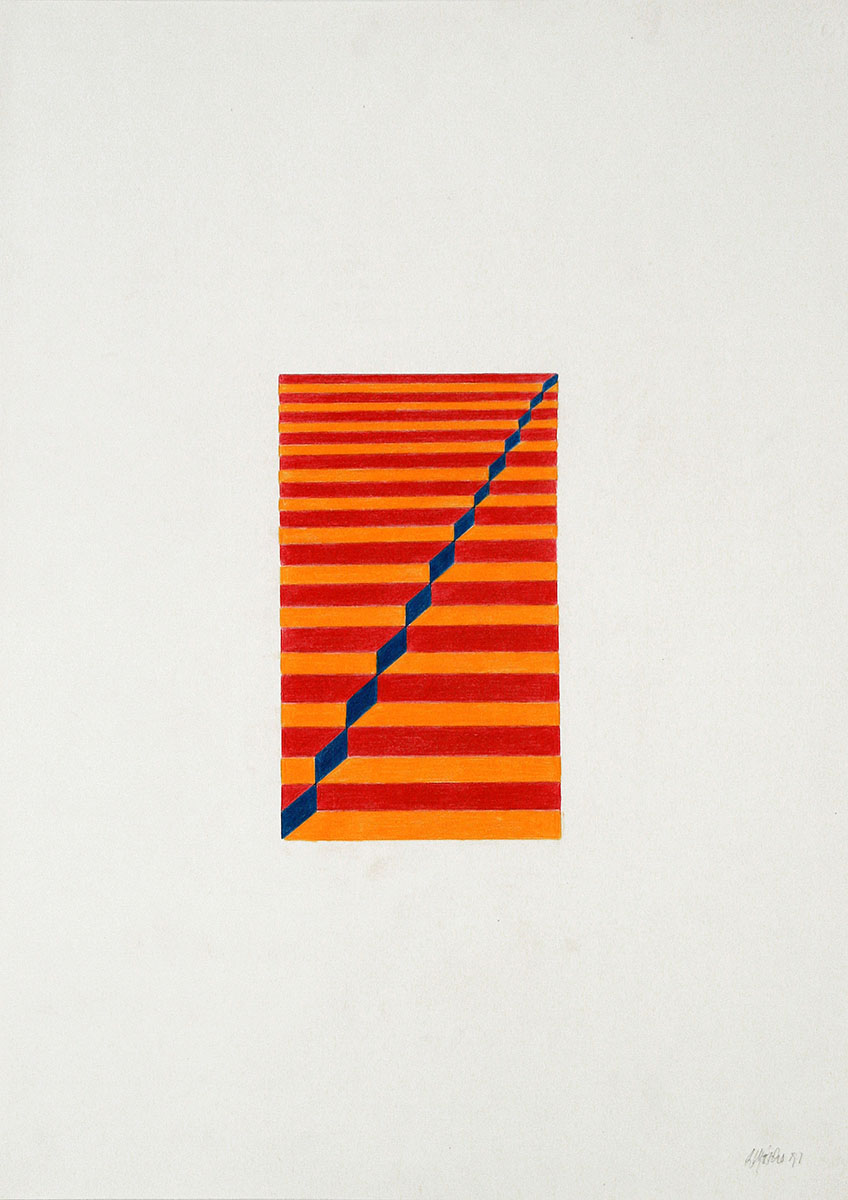 Ohne Titel, 199124,5 x 14,5 cm auf 64,8 x 49,5 cmFarbstift auf Papier, signiert