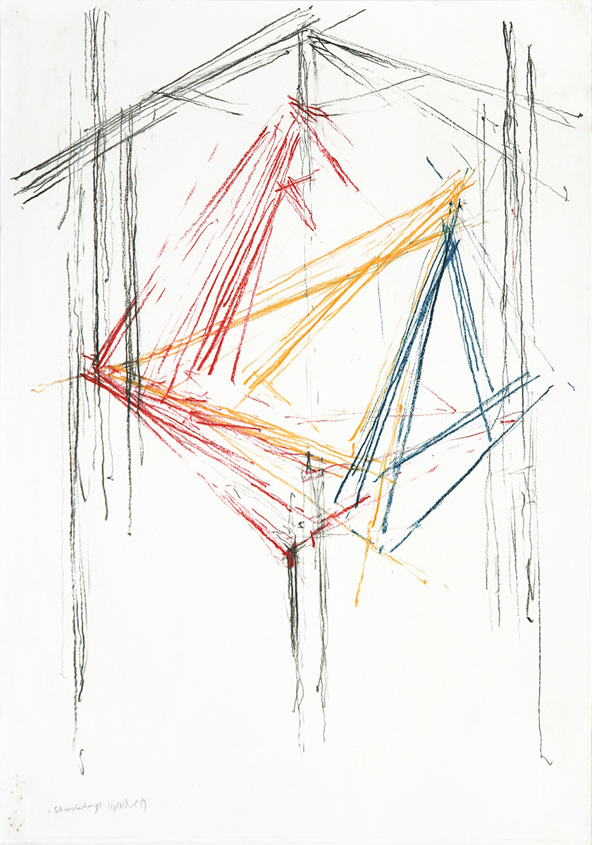 Eckverschiebung 1, 1989100 x 70 cmFarbstift auf Papier, signiert