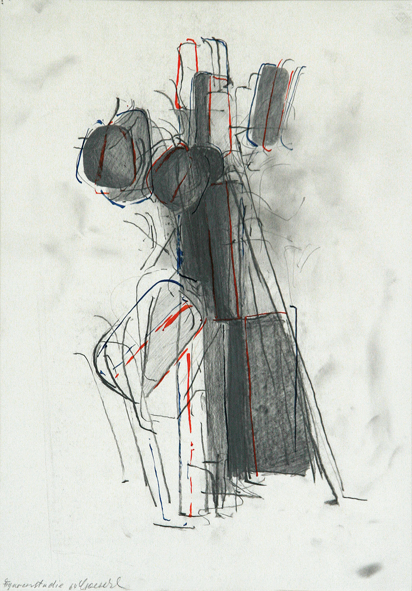 Figurenstudie, 196444 x 31,5 cmMixed media on paper, signed