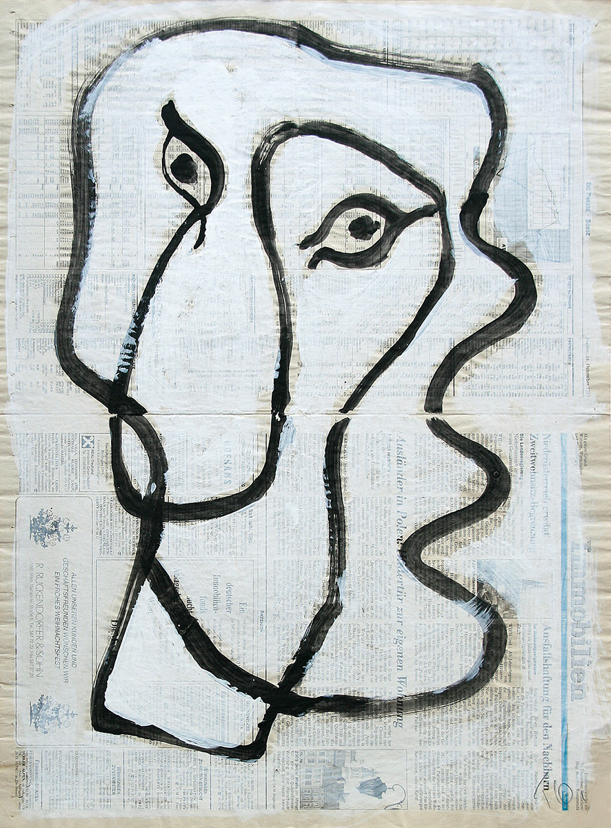 Ohne Titel, undated62 x 47 cmMixed media on newspaper ”Die Presse 24. 12. 1993”