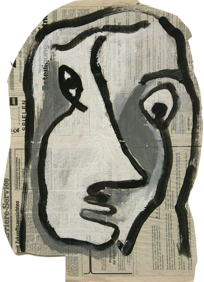 Ohne Titel, undated62 x 47 cmMixed media on newspaper ”Die Presse 9. 4. 1994”