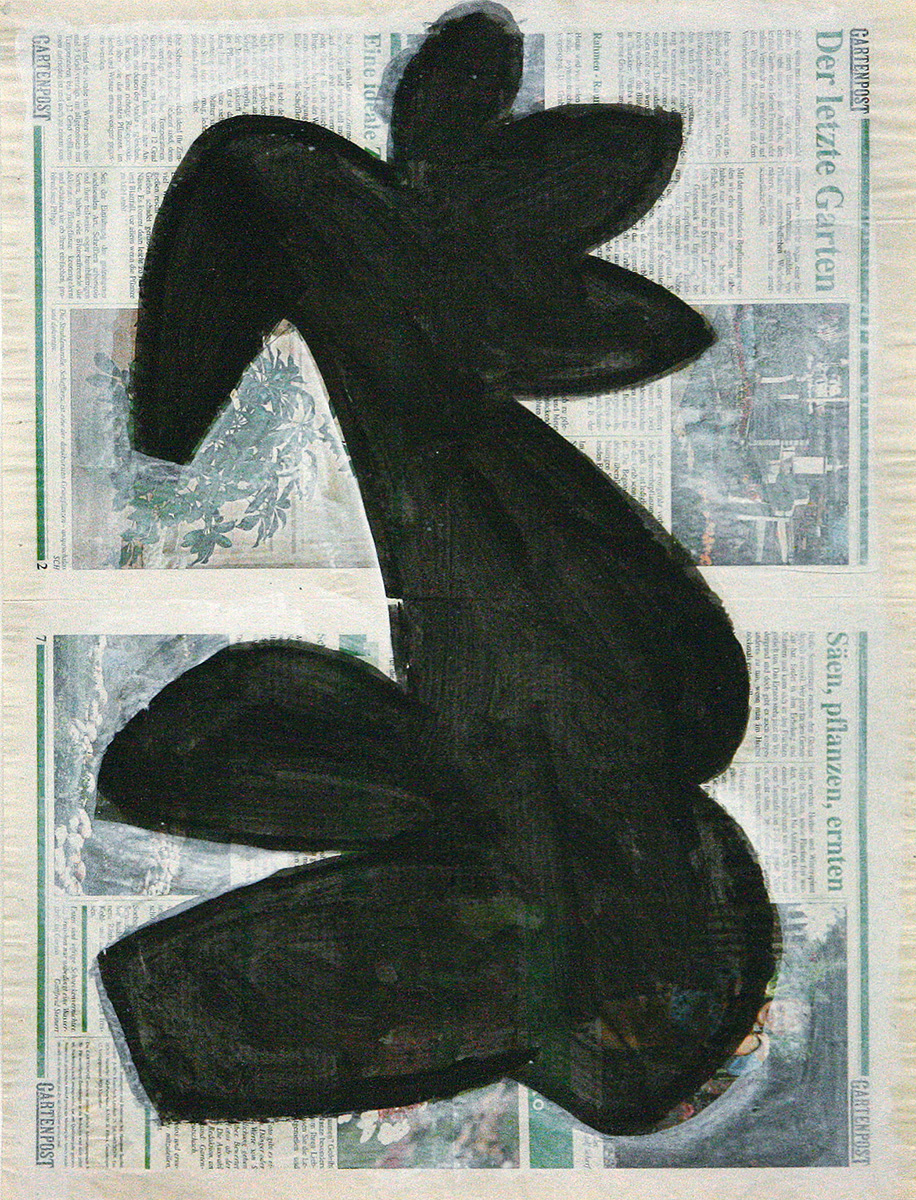 Ohne Titel, 199459 x 44,5 cmMixed media on newspaper ”Gartenpost”