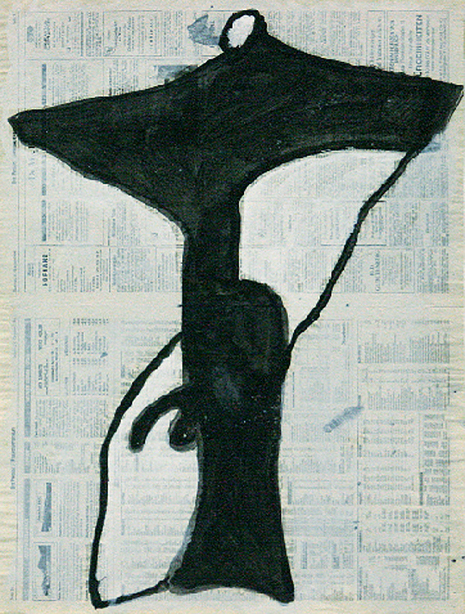 Ohne Titel, 199462 x 47 cmMixed media on newspaper ”Die Presse 8. 10. 1994”