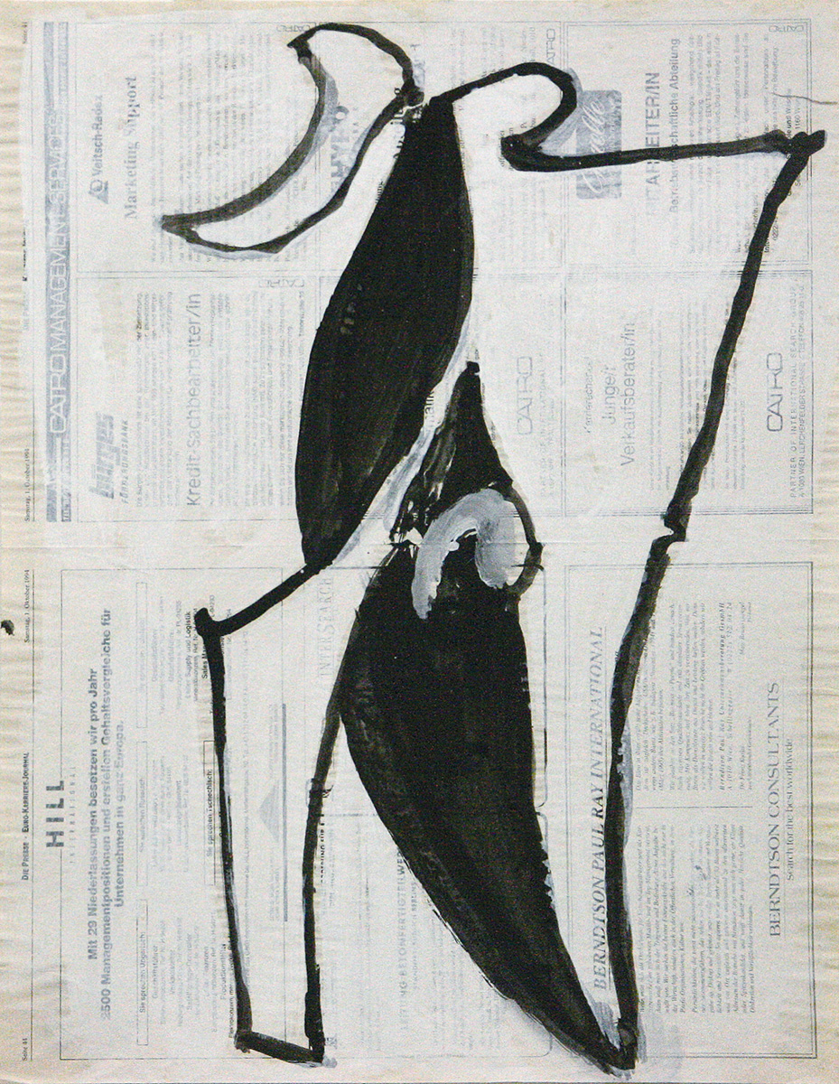 Ohne Titel, 199462 x 47 cmMixed media on newspaper ”Die Presse 8. 10. 1994”