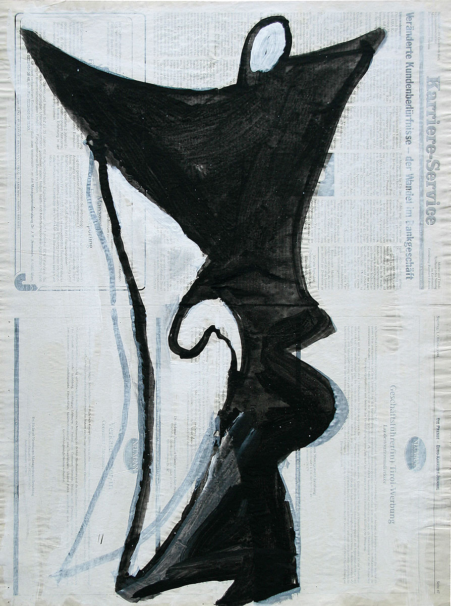 Ohne Titel, 199462 x 47 cmMixed media on newspaper ”Die Presse 1. 10. 1994”