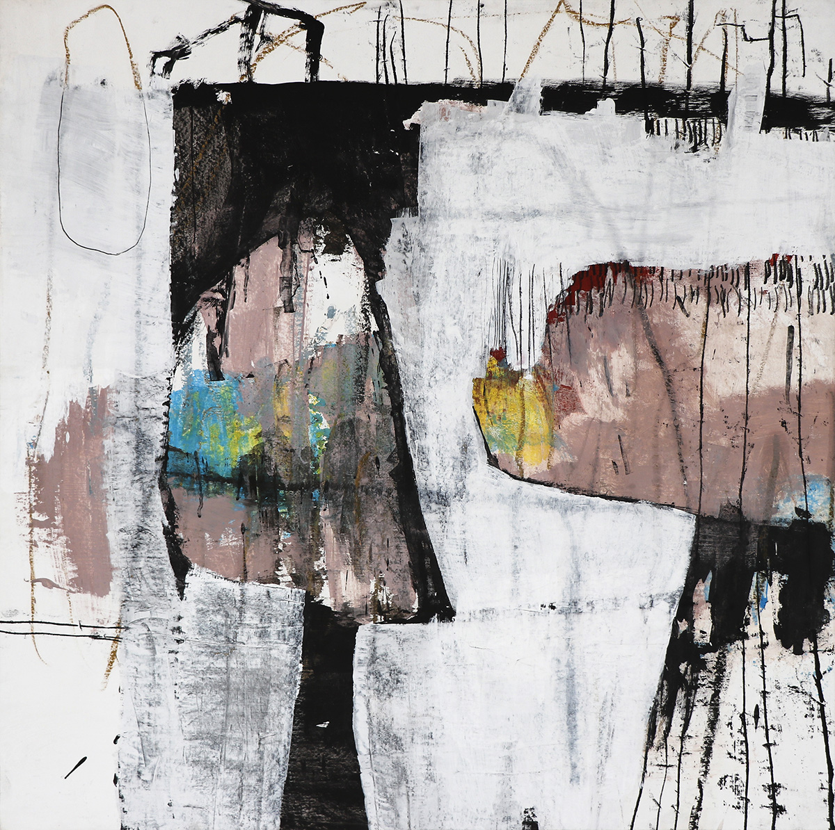 Begegnung, 202297 x 97 x 4 cmMixed media on paper, on plywood