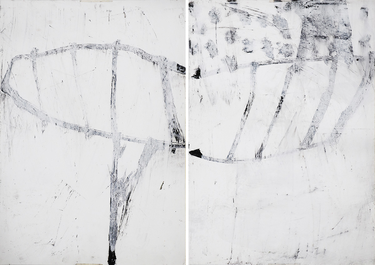 Flügelschlag, 20182x 42 x 29,7 cmDiptych; mixed media on paper