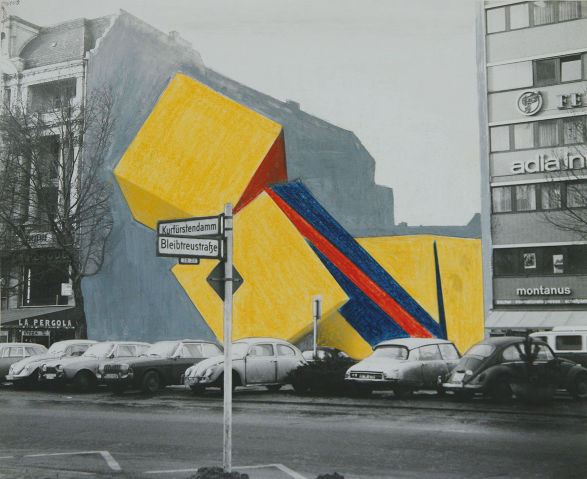 Ohne Titel (Kurfürstendamm/Bleibtreustraße, undatiert (1970)49,3 x 60 cmSW-Foto, Farbstift