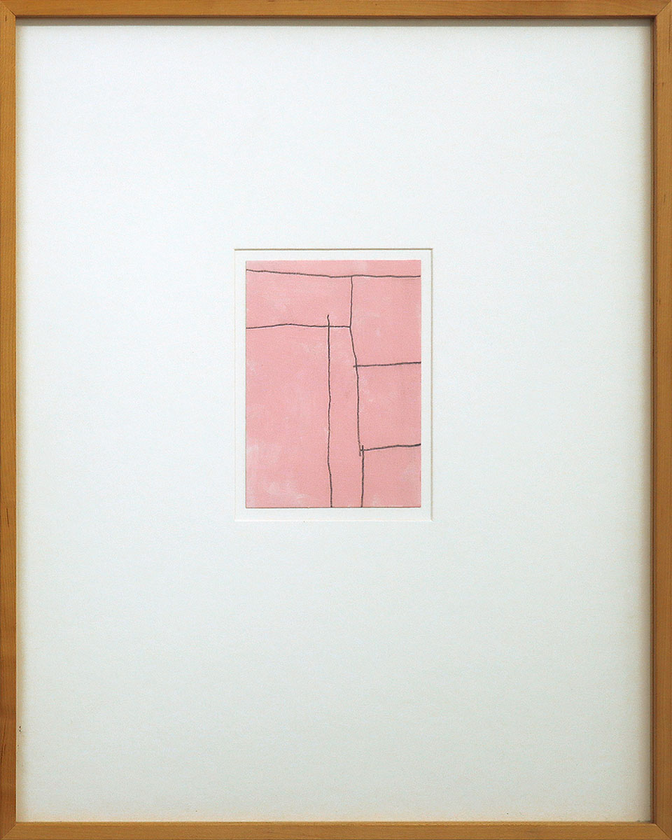 -freundlich, 2006/200715 x 11 cm in 51 x 41 cmgraphite, acrylic on postcard; framed