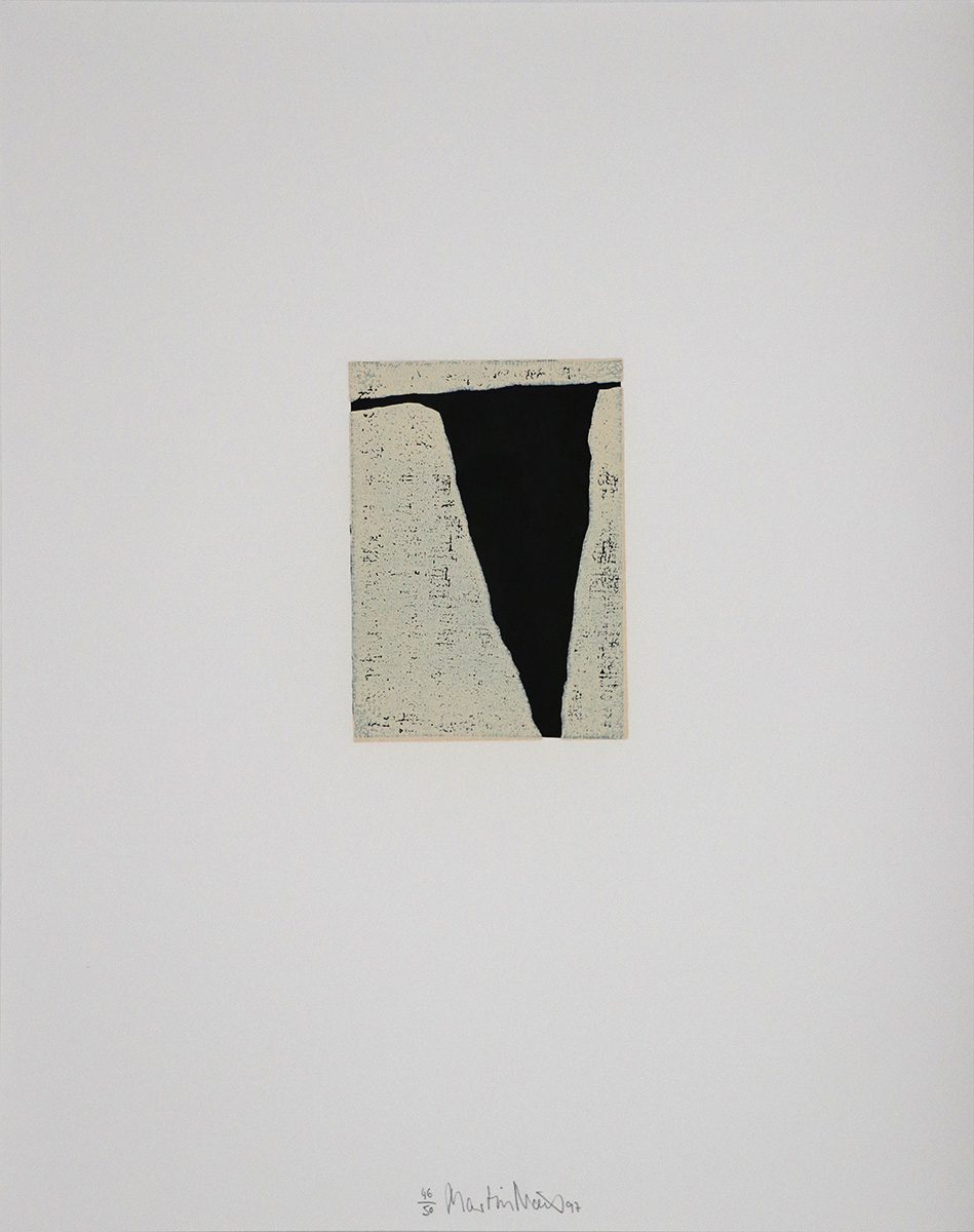 Serie John #7, 199714,5 x 10,5 cm to 48 x 38 cm framed in 50 x 40 cmWoodcut on an acrylic filled paper (Old-Meissen-Zerkall hand-made paper)Edition: 50