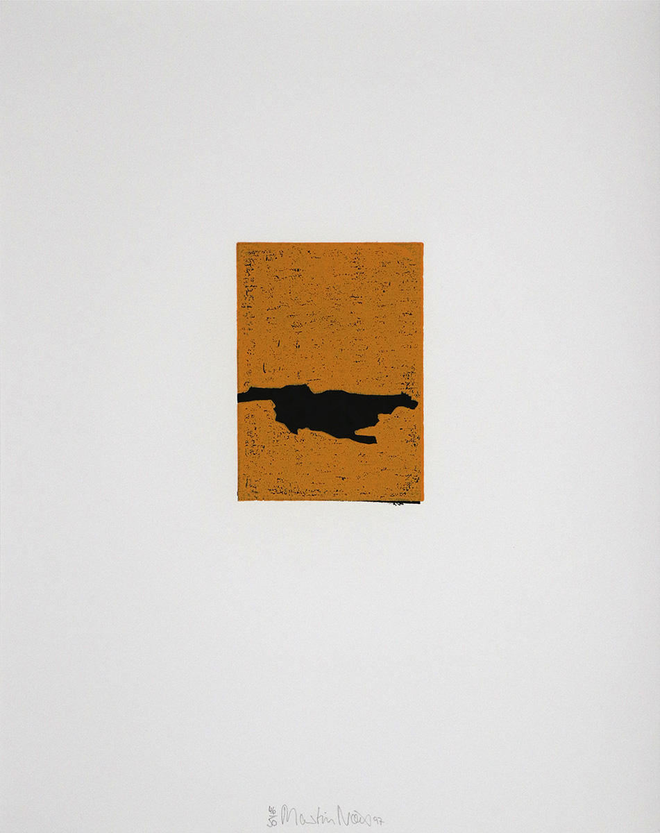 Serie John #9, 199714,5 x 10,5 cm to 48 x 38 cm framed in 50 x 40 cmWoodcut on an acrylic filled paper (Old-Meissen-Zerkall hand-made paper)Edition: 50