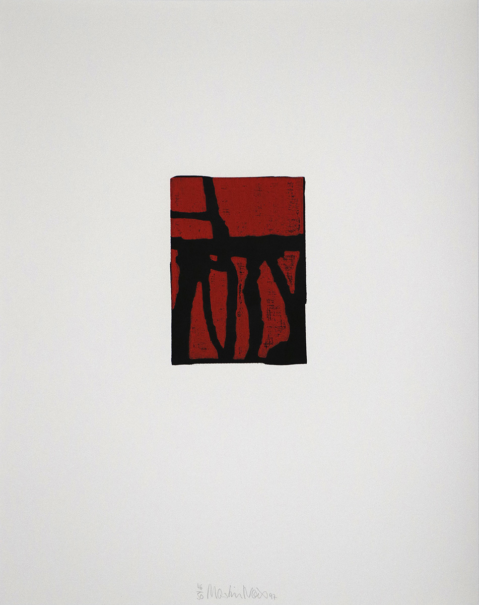 Serie John #11, 199714,5 x 10,5 cm to 48 x 38 cm framed in 50 x 40 cmWoodcut on an acrylic filled paper (Old-Meissen-Zerkall hand-made paper)Edition: 50