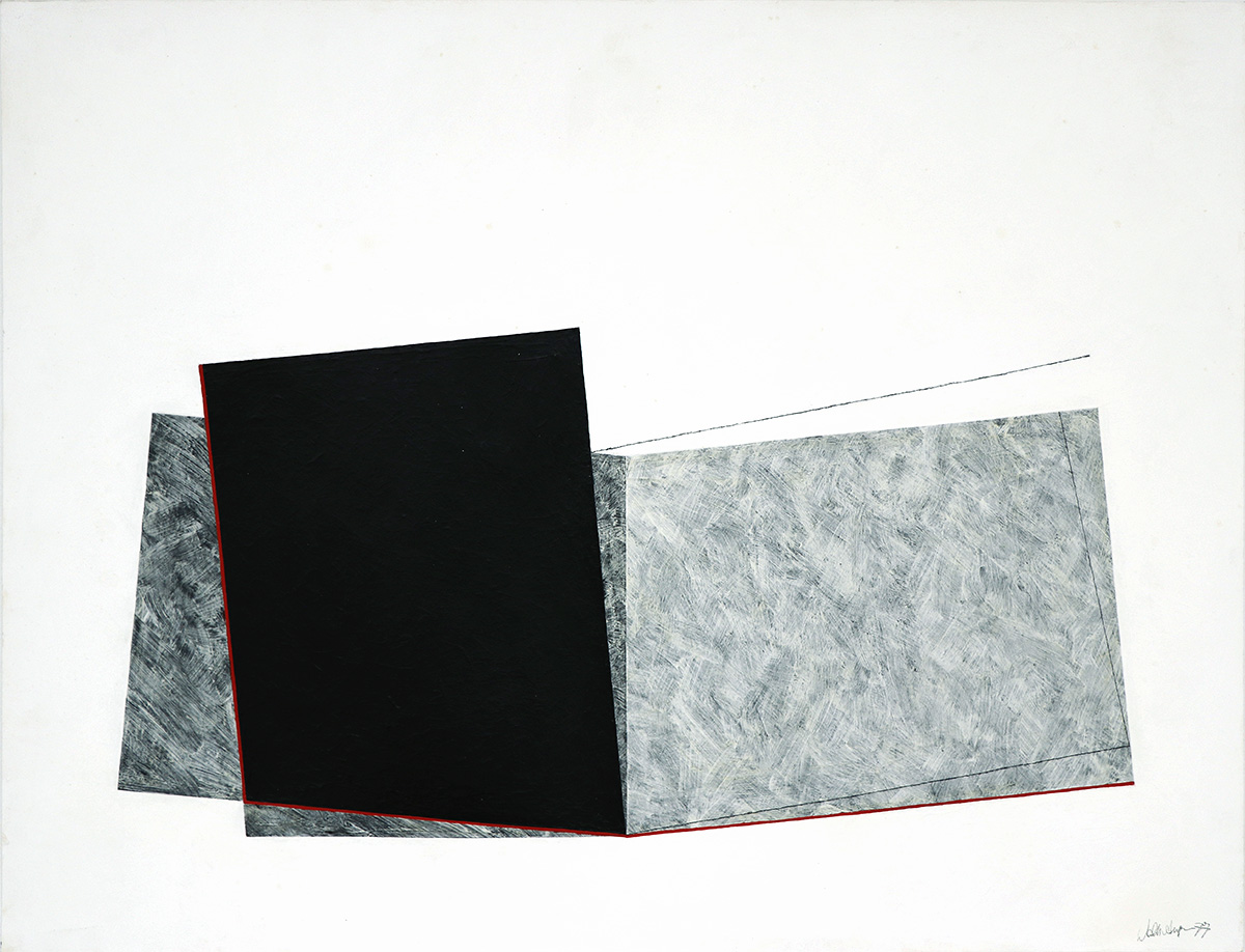 Konstruktion 5, 197764 x 84 cm in 66,9 x 86,3 cmAcryl, Grafit auf Zeichenkarton; gerahmt in Museumsglas