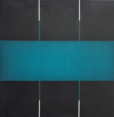 Screen II (Turquoise), 199750 x 50 cm in 68 x 68 cmAcryl und Reißkohle auf Papier; gerahmt