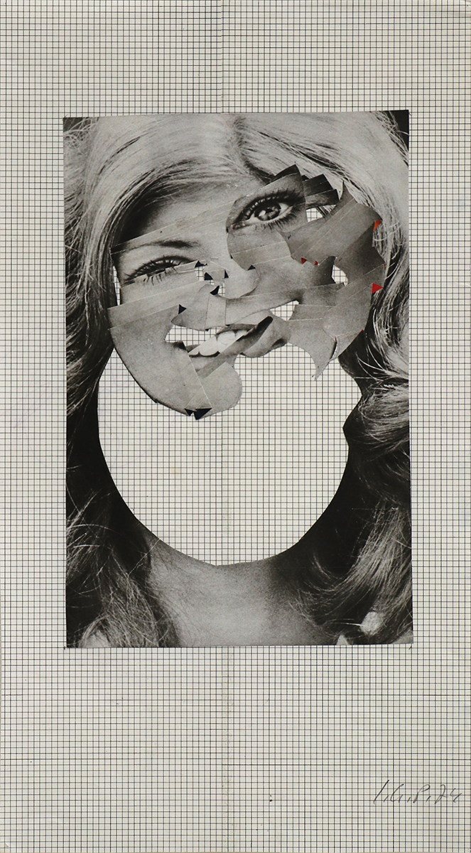 Illuster, 197435,3 x 19,3 cmCollage auf kariertem Papier
