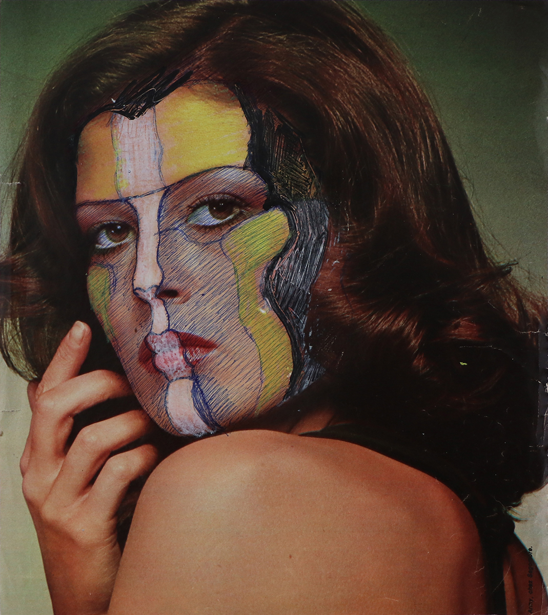 Für die Brille-Gesicht, 197225,8 x 22,8 cmBuntstift, Kugelschreiber, Illustriertenbild