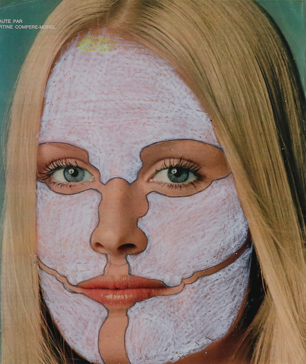 Ohne Titel, 197226,5 x 22,5 cmBuntstift, Kugelschreiber, Illustriertenbild