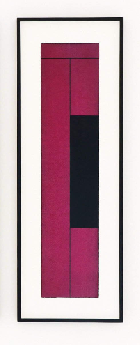 COLUMN (Kaminrot 3), 199670 x 16 cm in 83,4 x 29,4 cmAcryl und Reisskohle auf Papier; gerahmt, Museumsglas COLUMN (Kaminrot 3), 199670 x 16 cm in 83,4 x 29,4 cmAcryl und Reisskohle auf Papier; gerahmt, Museumsglas