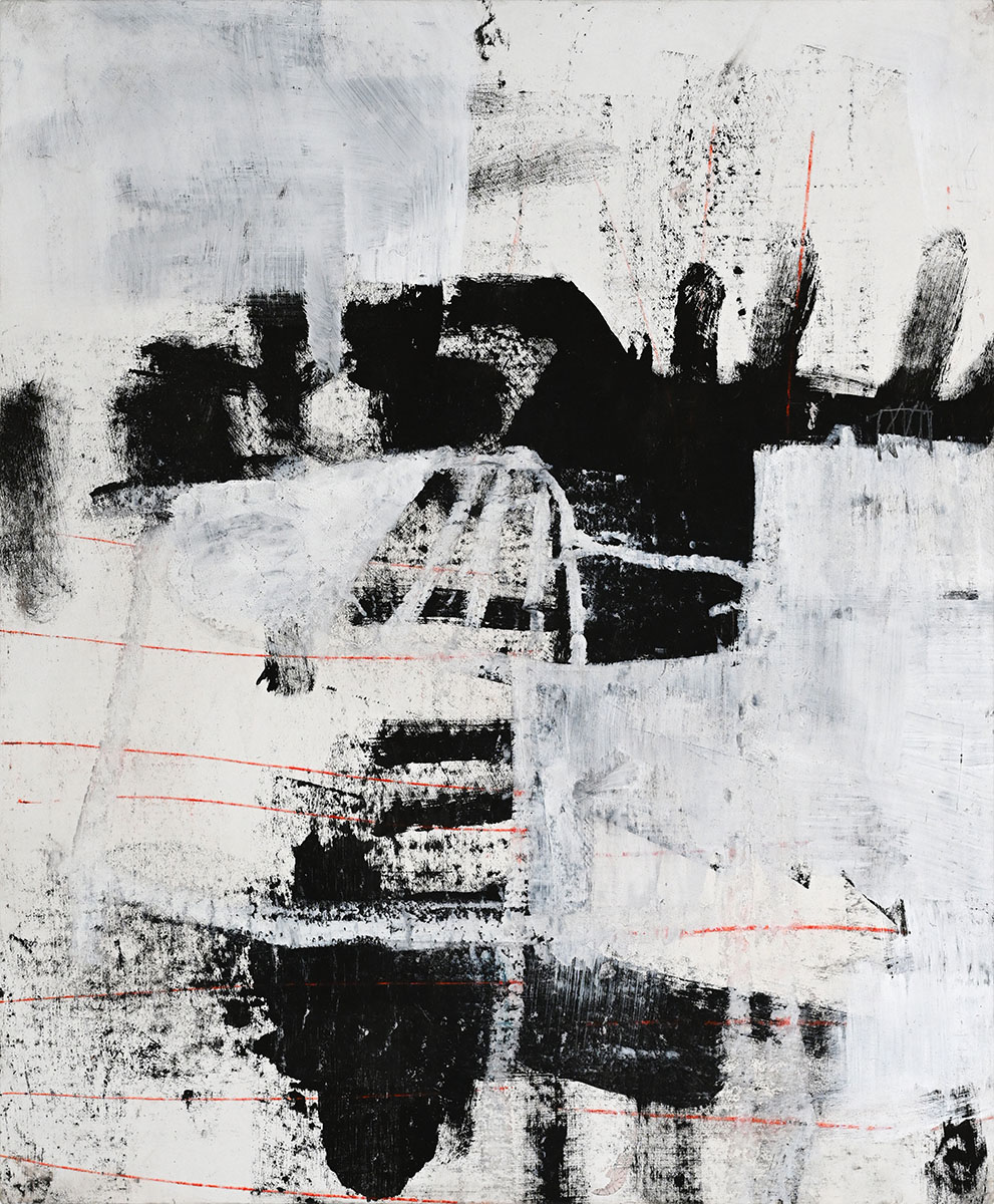 Durchdringung, 202460 x 48 x 3 cmmixed media on paper,  on plywood