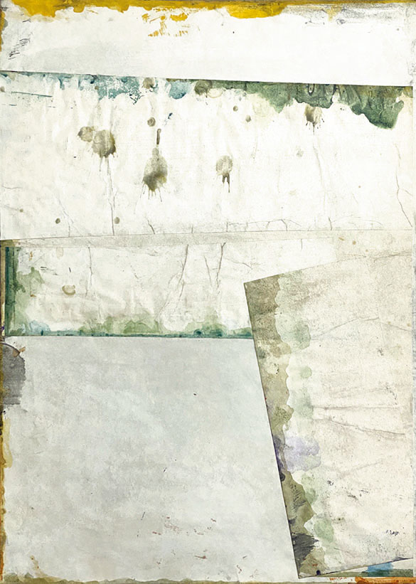 Verschneidung 04, 2023/2026,69,5 x 49,5 cm;Collage auf Papier, auf Holzrahmen