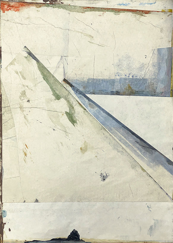 Verschneidung 03, 2023/2026,69,5 x 49,5 cm;Collage auf Papier, auf Holzrahmen