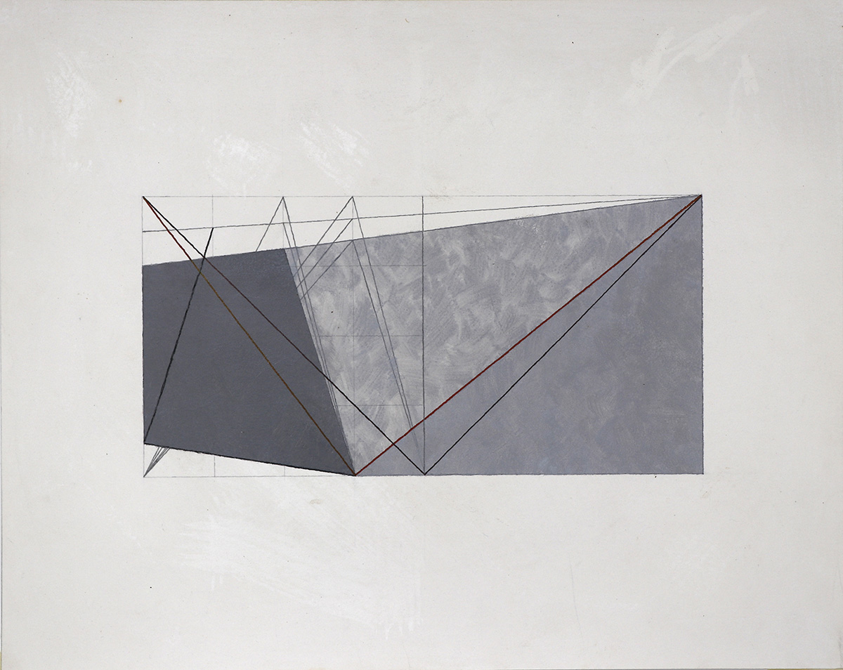 SYMMETRIE-ASYMMETRIE, 200447,1 x 59,2 cm in 49,2 x 61,3 cmAcrylic, graphite, felt pen on drawing board; wooden framework, museum glass