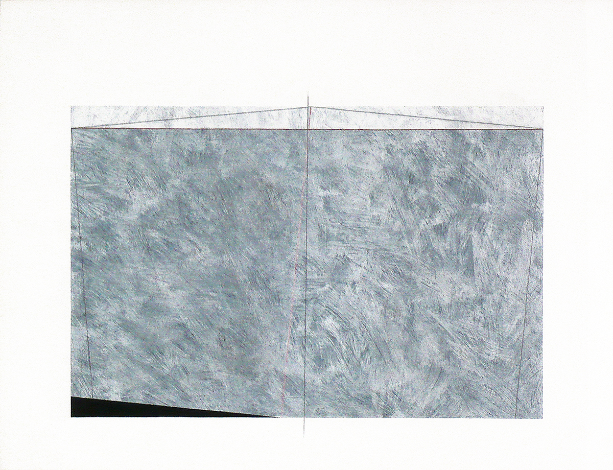 (Konstruktion zum Thema) Waage 2, 200264 x 84 cm in 66,9 x 86,3 cmDispersion, graphite, crayon, felt pen on drawing board; framed in museum glass