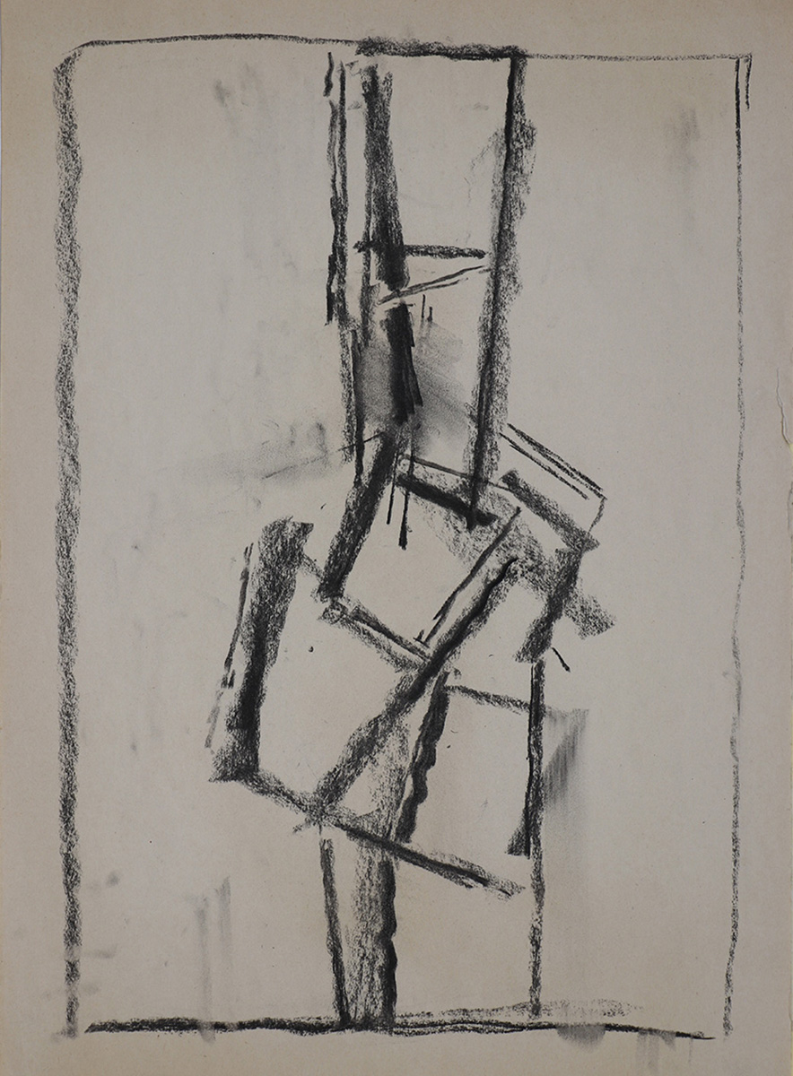 Figur, undated/unsigned57,2 x 40 cm in 71,1 x 53,6 cmCharcoal on paper; wooden framework, museum glass Figur, undated/unsigned57,2 x 40 cm in 71,1 x 53,6 cmCharcoal on paper; wooden framework, museum glass