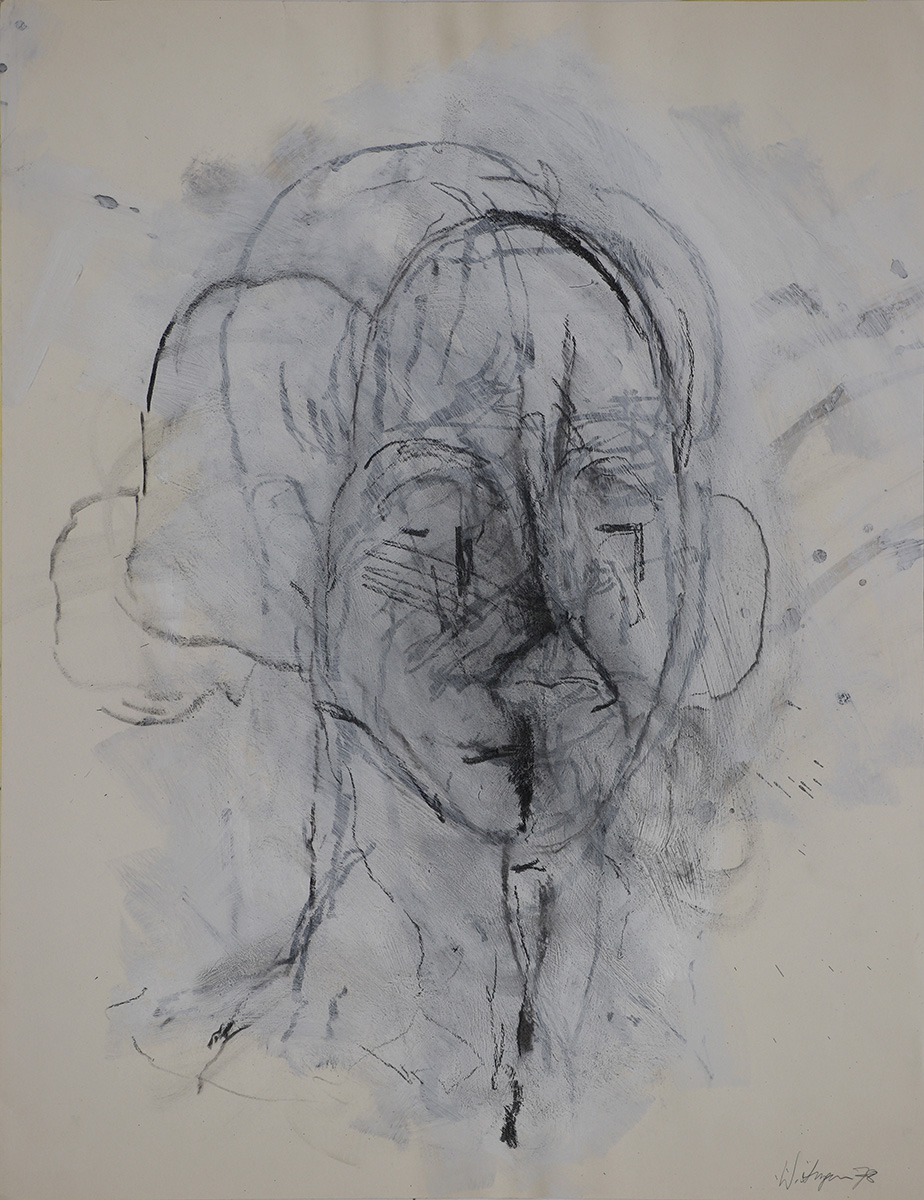 Kopf, 197864,5 x 47,3 cm in 71,1 x 53,6 cmGouache on paper; wooden framework, museum glass Kopf, 197864,5 x 47,3 cm in 71,1 x 53,6 cmGouache on paper; wooden framework, museum glass