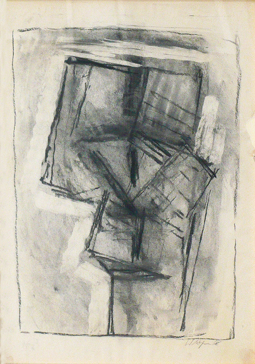 Kopfmetamorphosen 2, 196860 x 42 cm in 71,1 x 53,6 cmCharcoal on paper; wooden framework, museum glass Kopfmetamorphosen 2, 196860 x 42 cm in 71,1 x 53,6 cmCharcoal on paper; wooden framework, museum glass